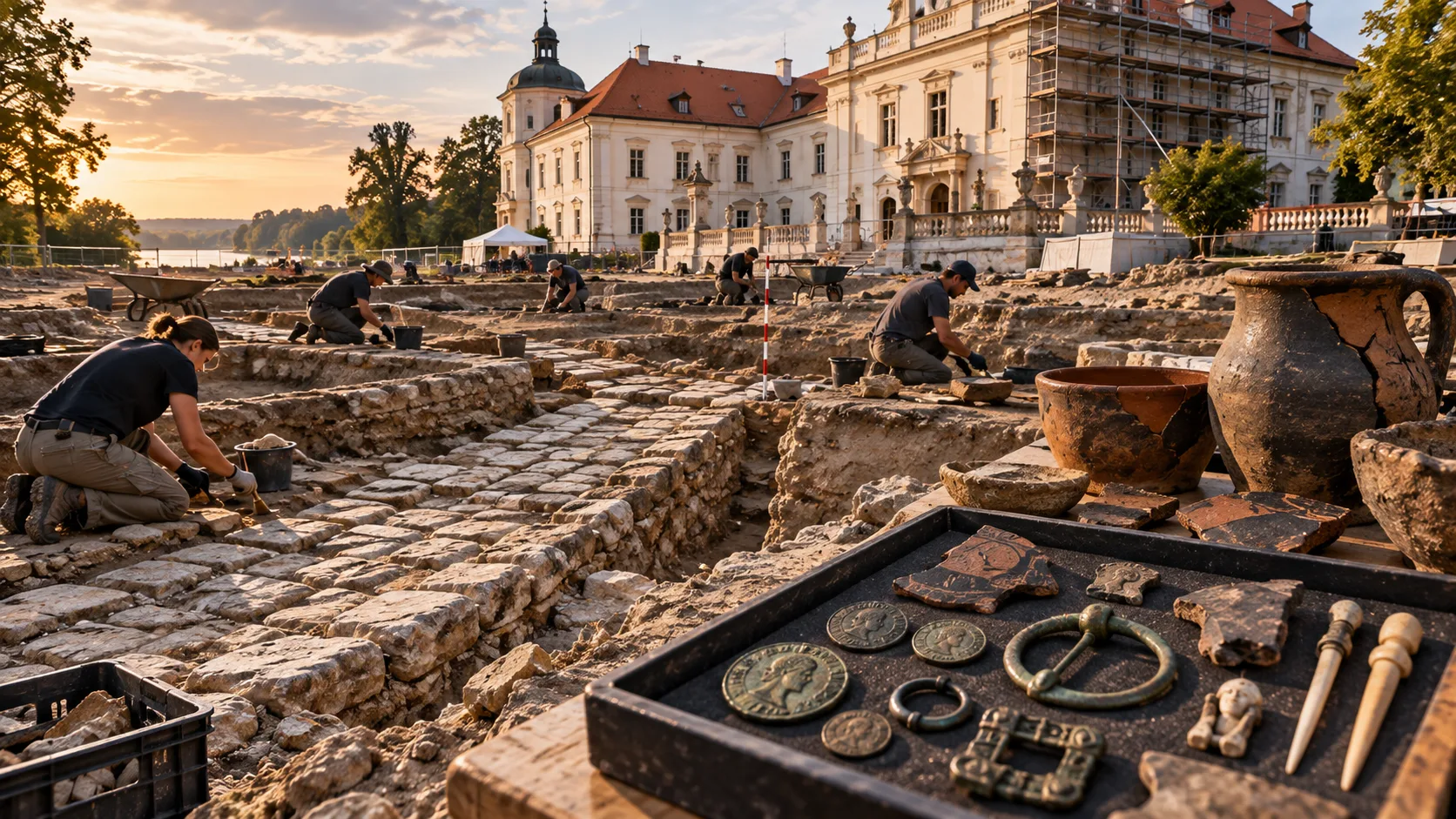 Pod kaštieľom v Rusovciach odkryli rímsku ulicu aj tisíce predmetov. Jedna pivnica ukrývala zrejme celú kuchyňu